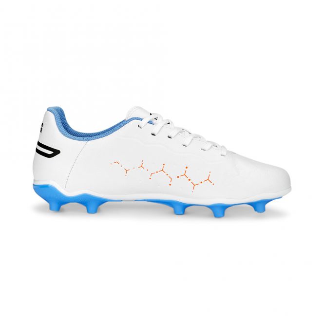 Puma King Match Jr. FG/AG Kinder Fussballschuh - white blue glimmer