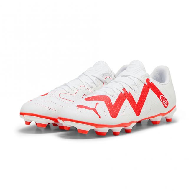 Puma FUTURE PLAY FG/AG Fussballschuh - white black fire red