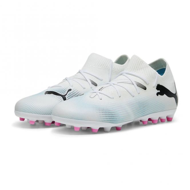 Puma FUTURE 7 MATCH MG JR Rasen + Kunstrasenschuh - white poison pink