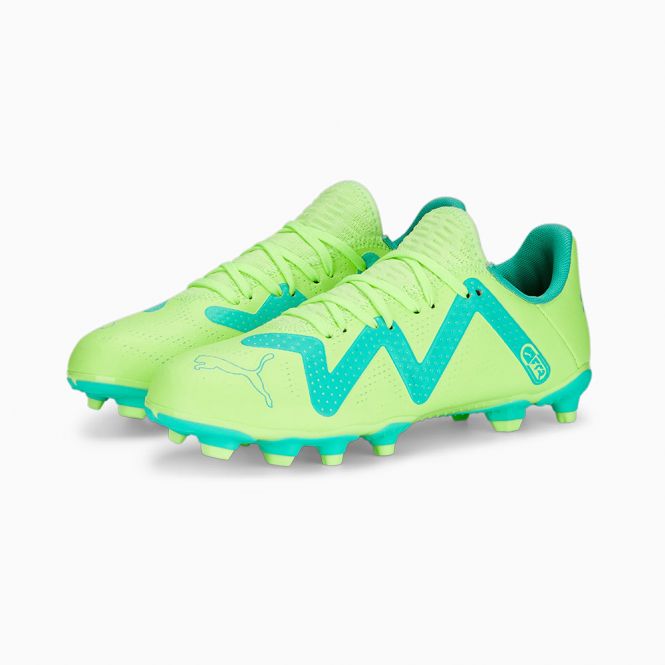 Puma FUTURE PLAY FG/AG Jr Fussballschuh - Fast Yellow Black-Electric Peppermint