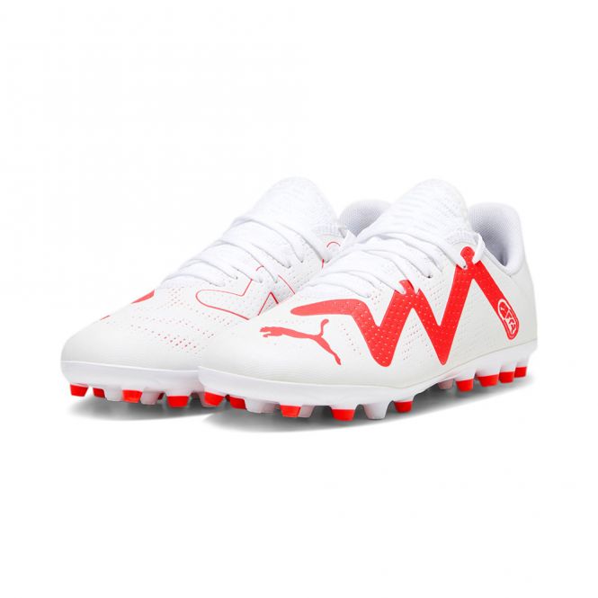 Puma FUTURE PLAY MG JR Rasen + Kunstrasenschuh - white black fire red