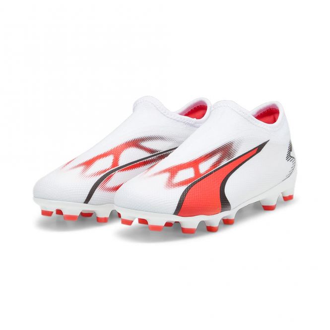 Puma ULTRA MATCH LL FG/AG JR Fussballschuh - white black fire red