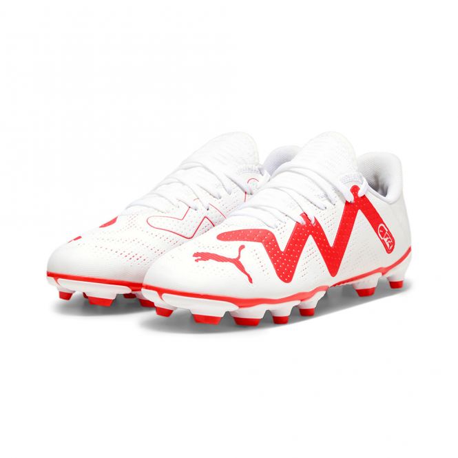 Puma FUTURE PLAY FG/AG JR Fussballschuh - white black fire red