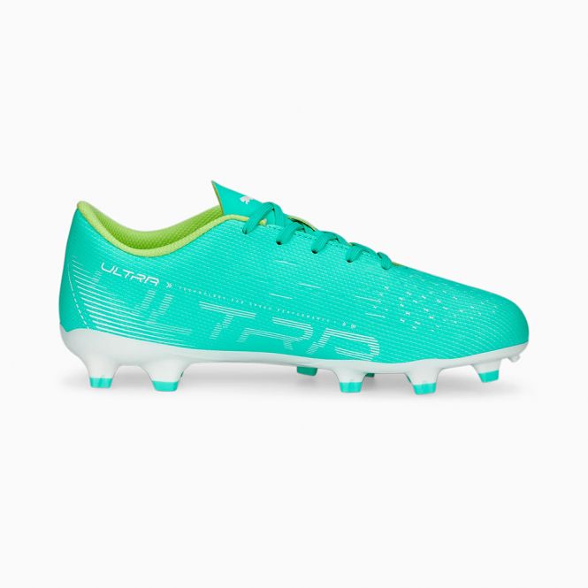 Puma ULTRA PLAY FG/AG Jr. Fussballschuh - Electric Peppermint White-Fast Yellow