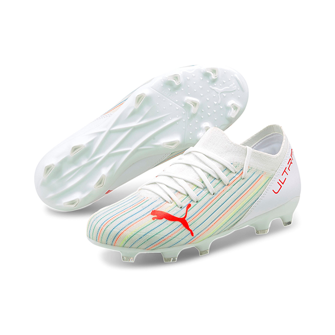 Puma Ultra 3.2 FG/AG Jr. Fussballschuh - White Red Blast