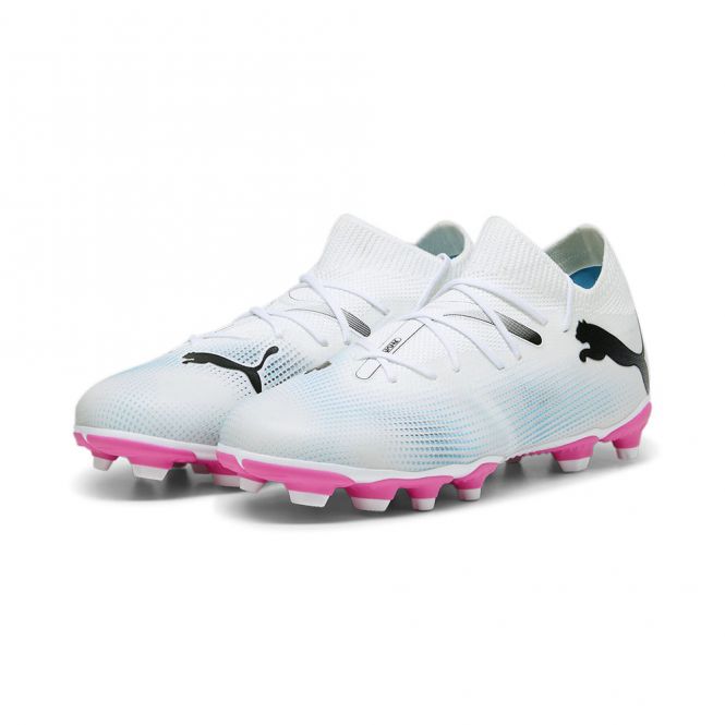 Puma FUTURE 7 MATCH FG/AG JR Fussballschuh - white poison pink