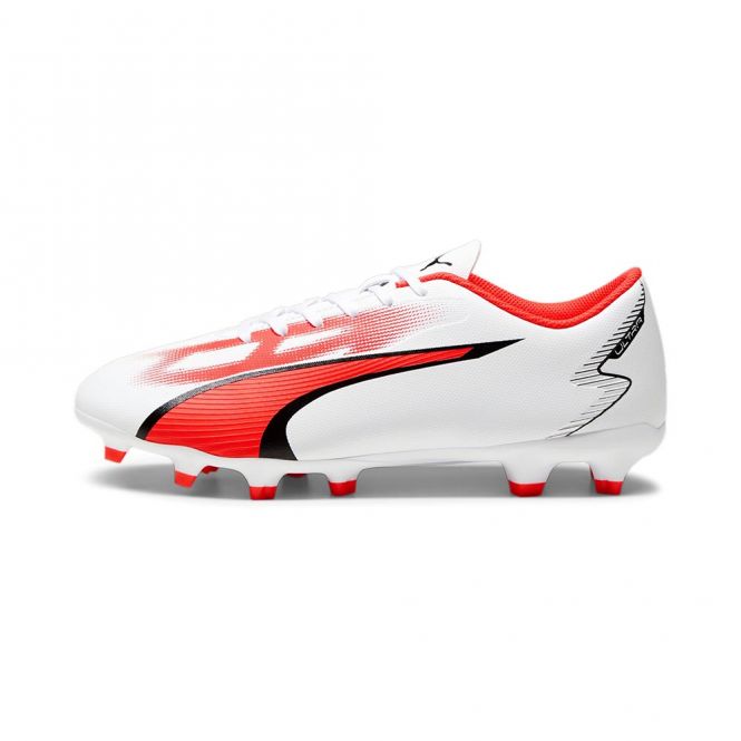 Puma ULTRA PLAY FG/AG Fussballschuh - white black fire red