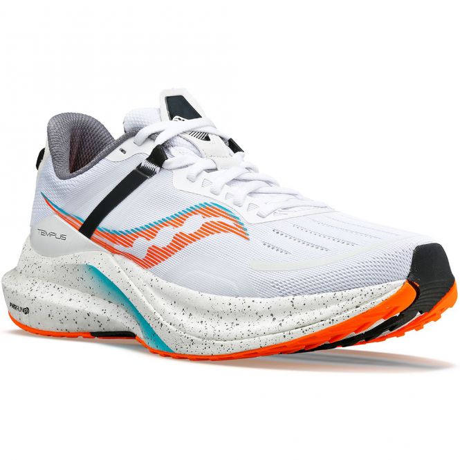 saucony Tempus Herren Stabilität Laufschuh - White/Viziorange