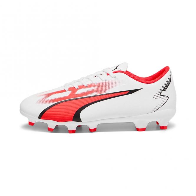 Puma ULTRA PLAY FG/AG JR Fussballschuh - white black fire red