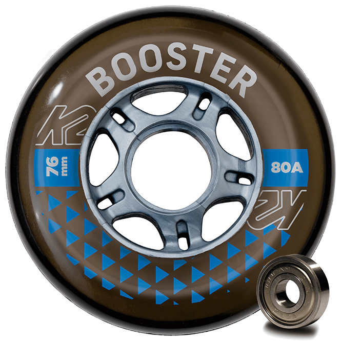 K2 Booster 76mm / 80A - 8er-Rollenset inkl. ILQ-5 Kugellager + Spacer