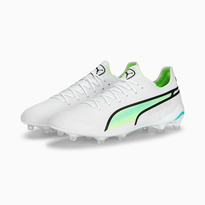 Puma KING ULTIMATE FG Fussballschuh - weiss neongelb türkis