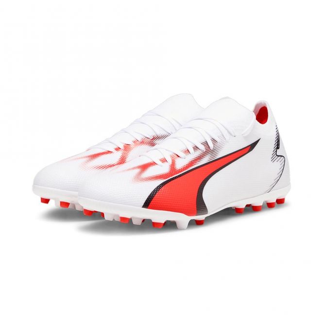 Puma ULTRA MATCH MG Rasen + Kunstrasenschuh - white black fire red