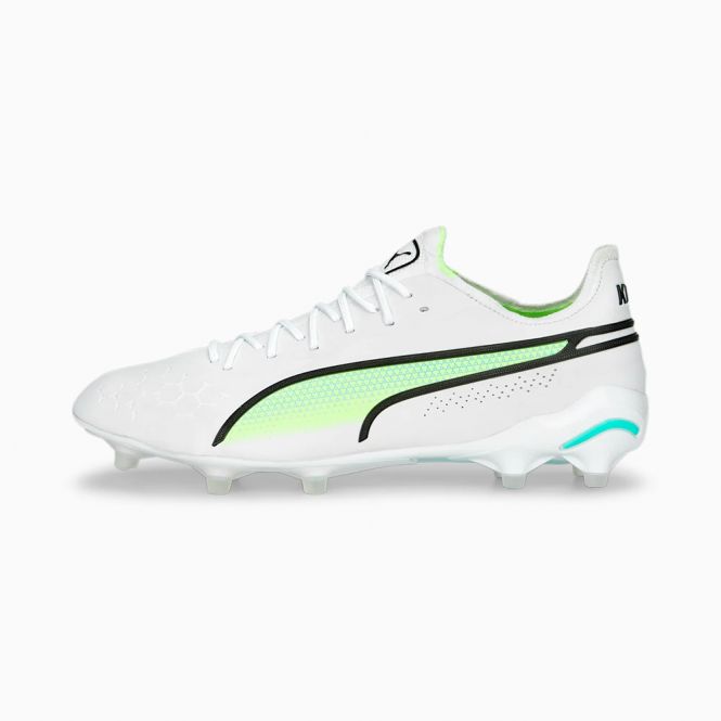 Puma KING ULTIMATE FG Fussballschuh - weiss neongelb türkis