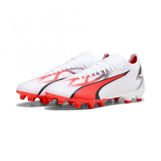 Puma ULTRA MATCH FG/AG Fussballschuh - white black fire red