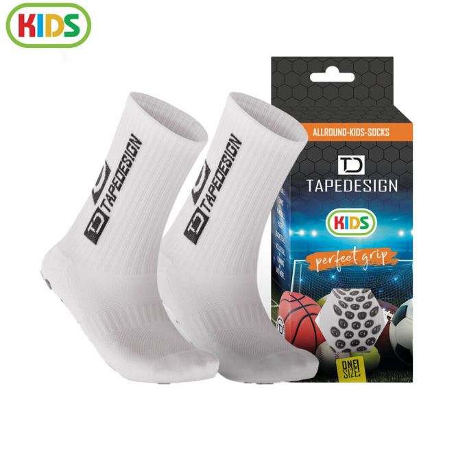 TAPEDESIGN Allround Classic Grip Kinder Fussballsocken - white