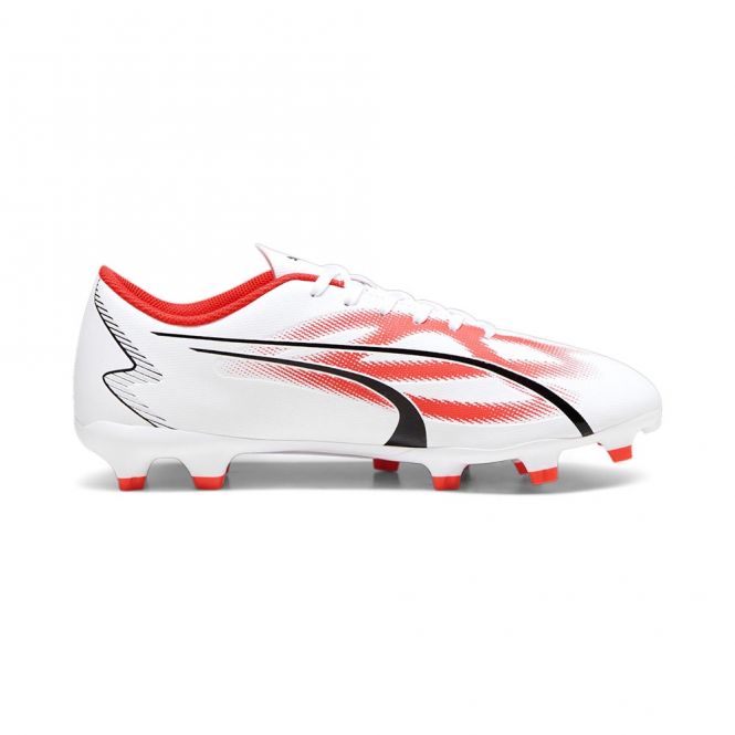 Puma ULTRA PLAY FG/AG Fussballschuh - white black fire red