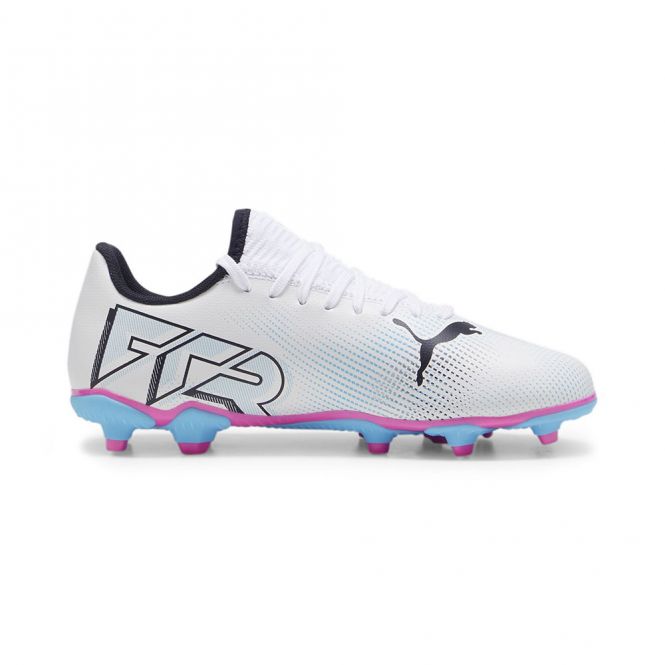 Puma FUTURE 7 PLAY FG/AG JR Fussballschuh - white poison pink