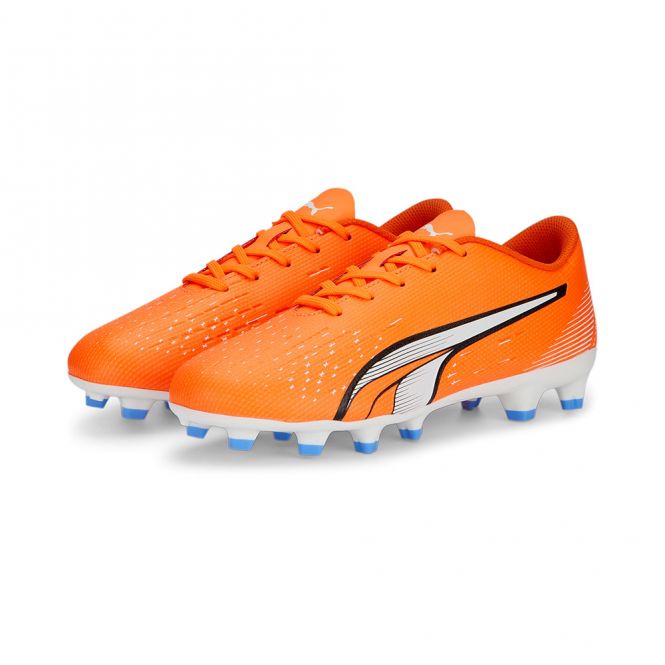 Puma ULTRA PLAY FG/AG JR Fussballschuh - ultra orange white blue glimmer