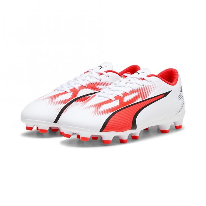 Puma ULTRA PLAY FG/AG JR Fussballschuh - white black fire red