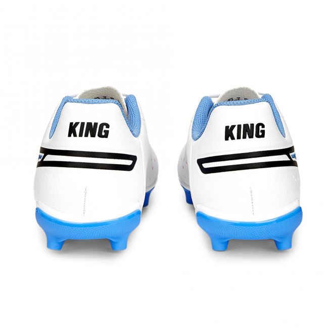 Puma King Match Jr. FG/AG Kinder Fussballschuh - white blue glimmer