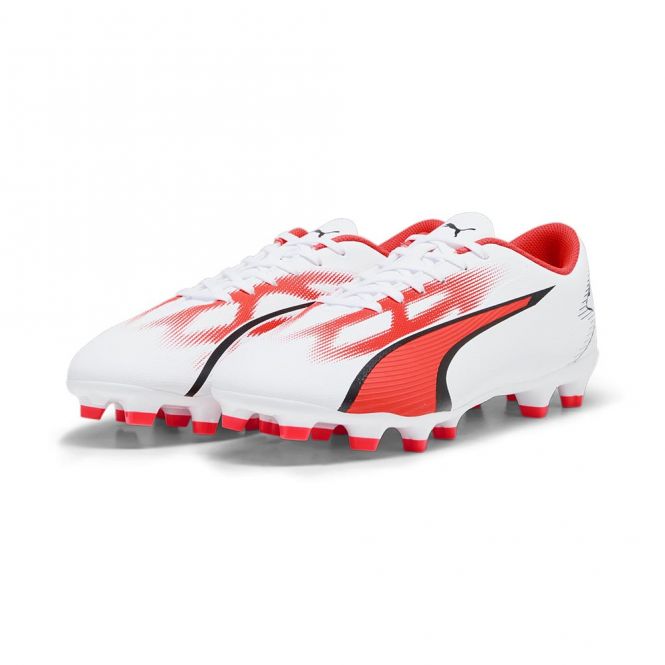 Puma ULTRA PLAY FG/AG Fussballschuh - white black fire red