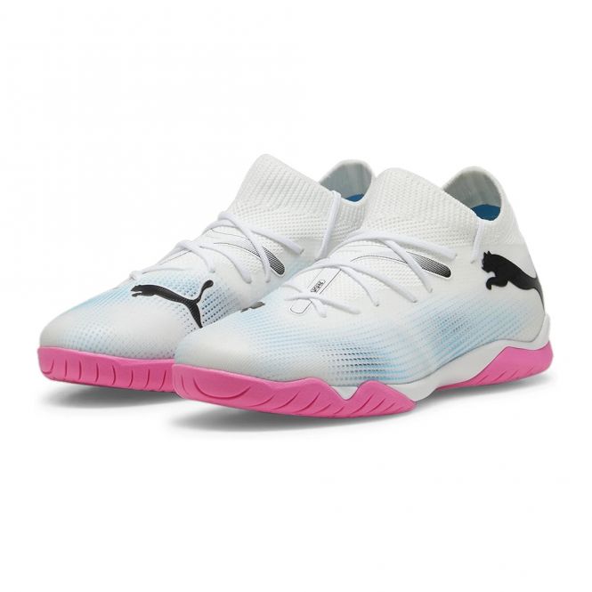 Puma FUTURE 7 MATCH IT + Mid JR Hallenschuh - white poison pink