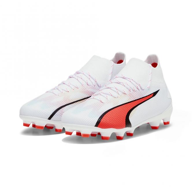 Puma ULTRA PRO FG/AG JR Fussballschuh - white black fire red