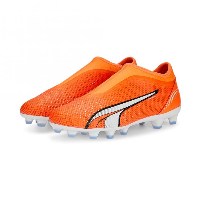 Puma ULTRA MATCH LL FG/AG JR Fussballschuh - ultra orange white blue glimmer