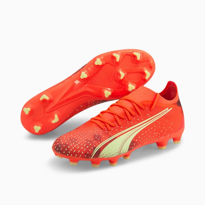 Puma ULTRA MATCH FG/AG Fussballschuh - Fiery Coral Fizzy Light Black